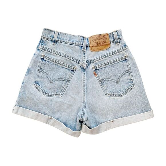 RARE VINTAGE LEVI’S Light Wash High Rise Orange Tab Denim Shorts - Picture 1 of 3